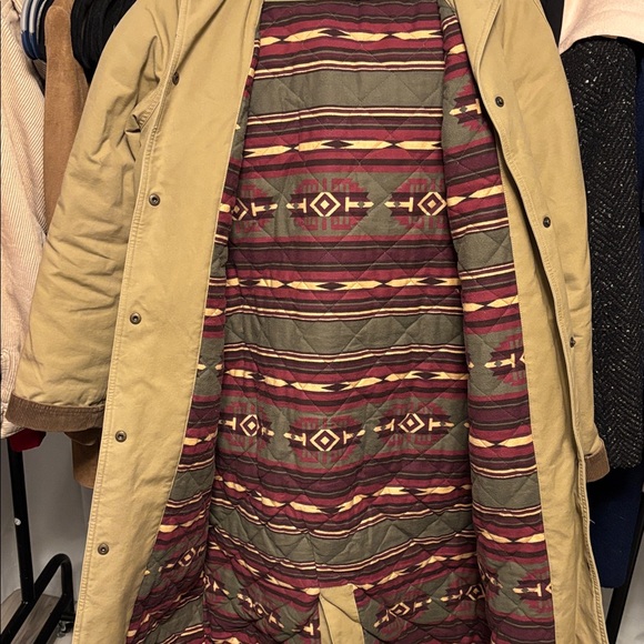 Vintage L.L. Bean Tan Canvas Blanket Lined Barn Coat Sz M - Picture 7 of 9